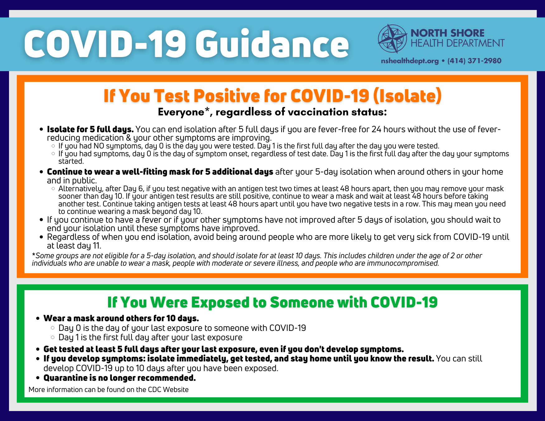 North Shore Health Department > Communicable Diseases > COVID19